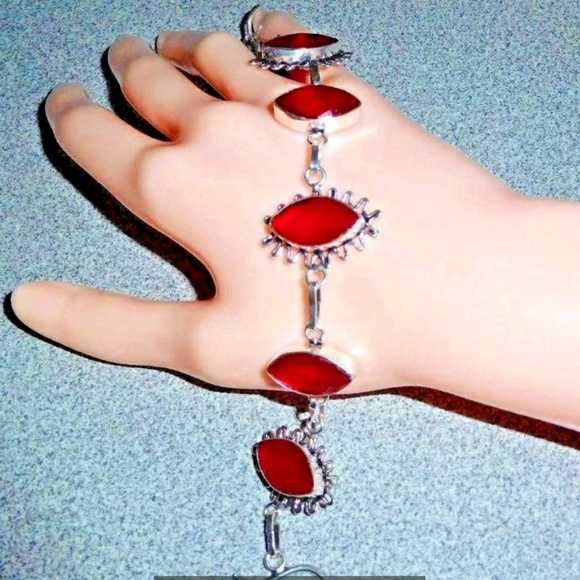 Ruby Faceted 925 Silver Bracelet - Picture 2 of 4
